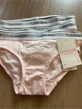 Calvin Klein Girls' Pink Cotton Bikini Underwear - Pack of 3 size small 6X